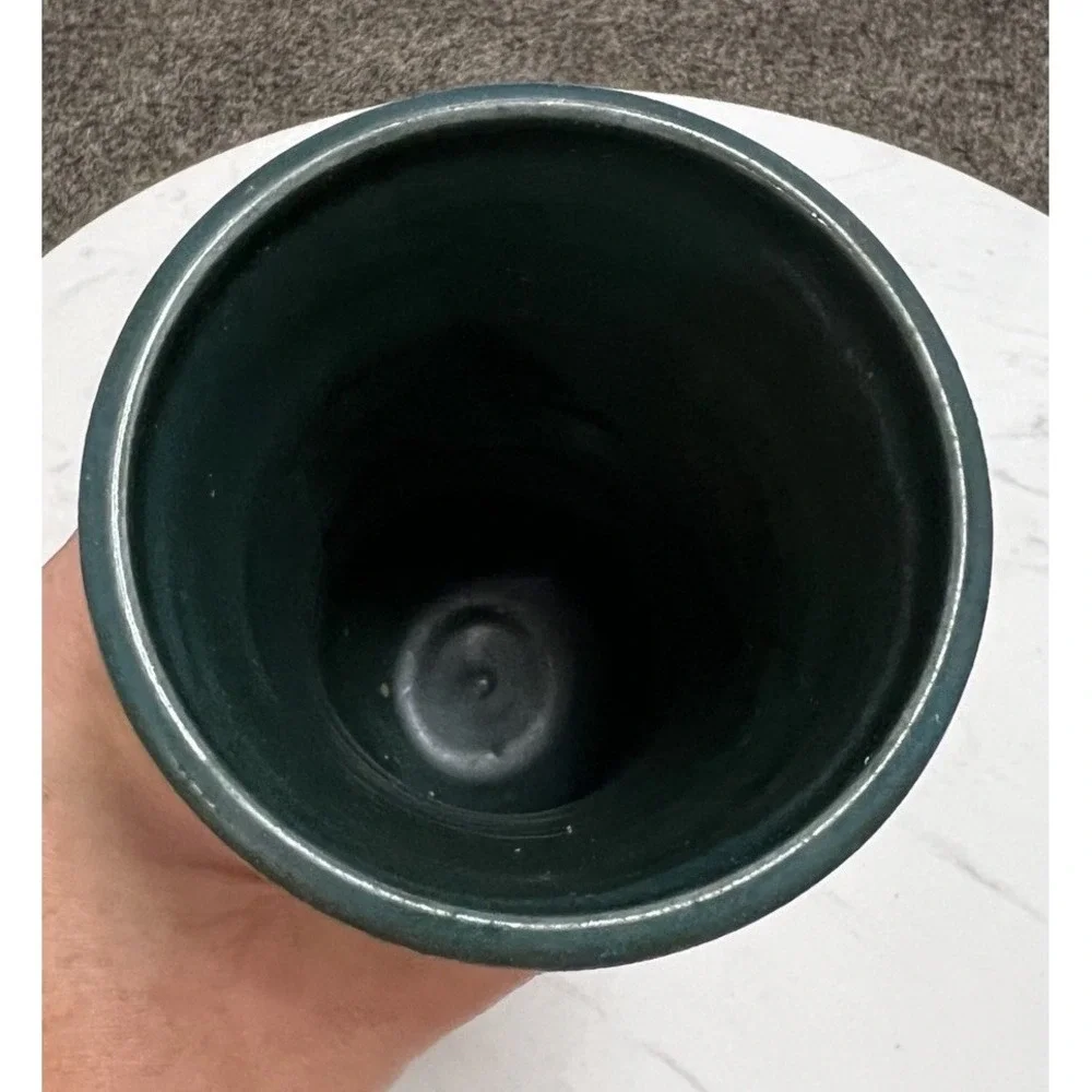 Vtg Pottery Hand Thrown Vase Stoneware Farmhouse Coastal Minimalist Signed - Picture 5 of 9